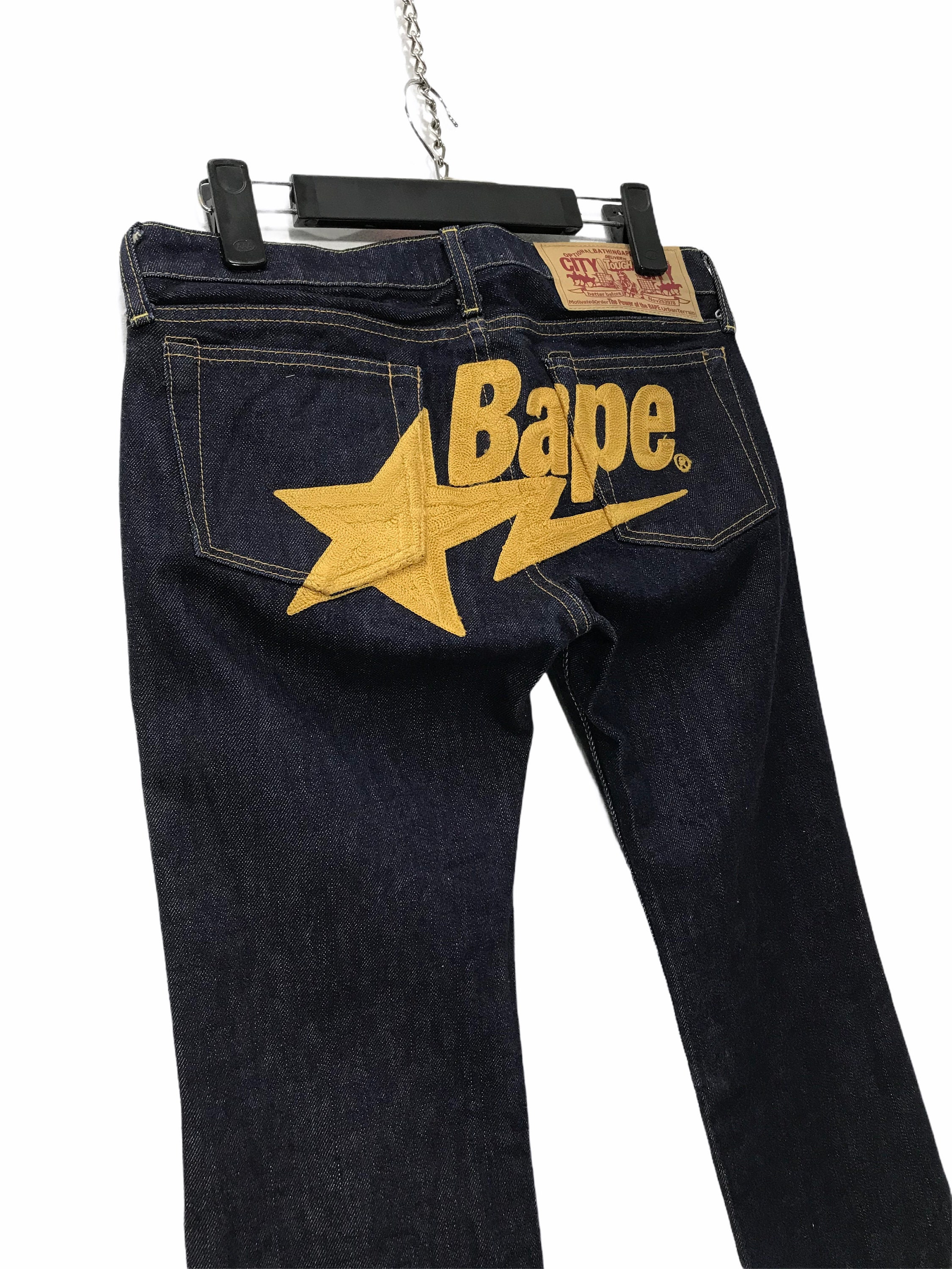 AAPE by *A Bathing APE Checkerboard Denim Dungarees