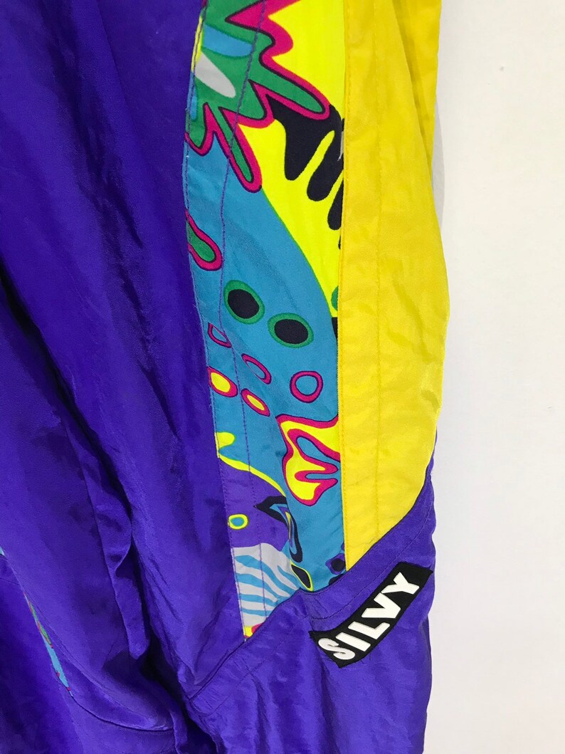 Made in Japan Silvy Vintage Overall Ski Pant Multi Colour Padding Baggy Wide Balloon Stretchable Waist
