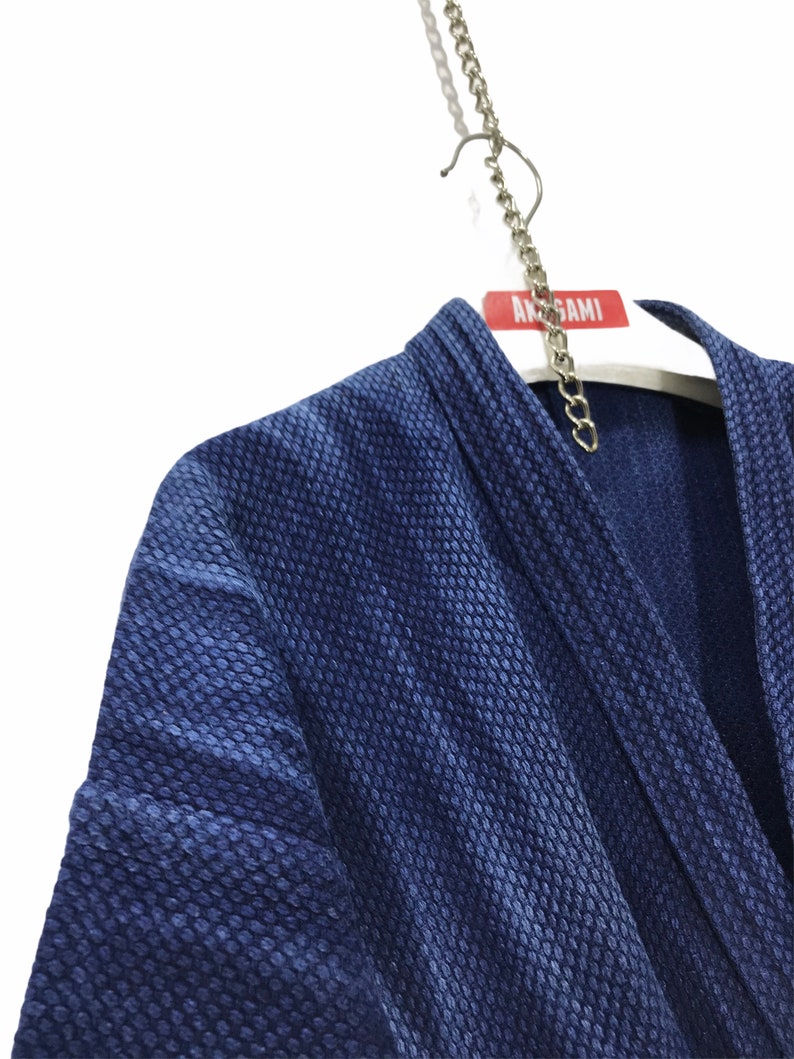 Made in Japan Vintage Kendo Noragi Jacket Indigo Blue Woven Cotton Beauty Faded Japanese Boro Ninja Samurai Style Kimono Jacket image 3