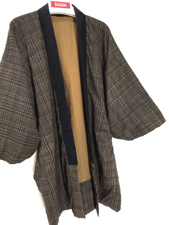 Made in Japan Vintage Hanten Kimono Check Plaid K… - image 2