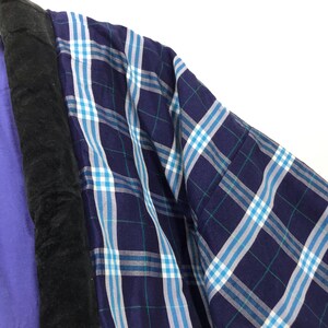 Made in Japan Vintage Hanten Jacket Padding Wadded Blue Check Plaid Patterns Drawstring Kimono Robe Warm Winter Jacket image 4