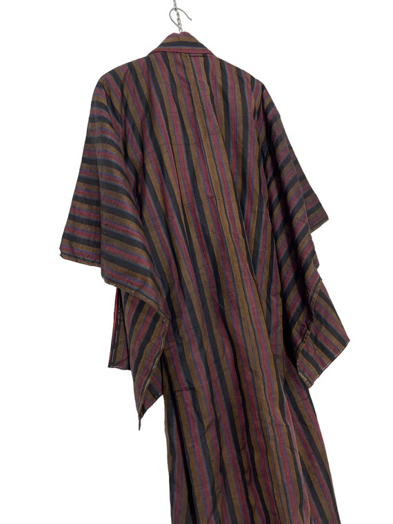 Vintage Showa Kimono Silk Meisen Striped Pattern … - image 7