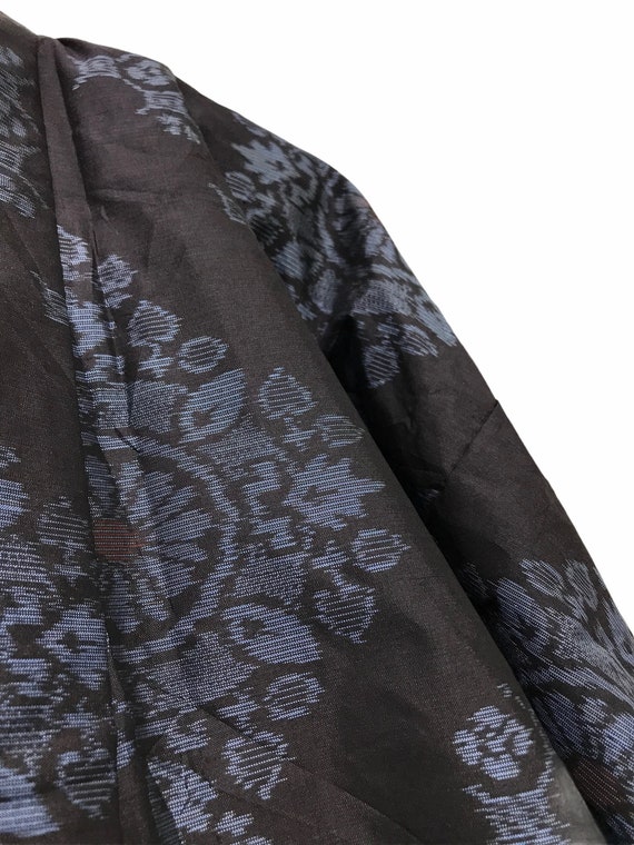 Made in Japan Vintage Kimono Charcoal Silk Meisen… - image 5