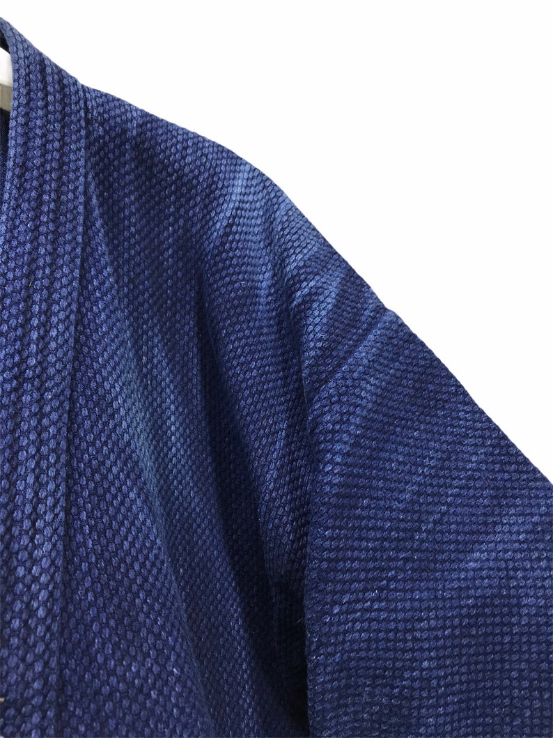 Made in Japan Vintage Kendo Noragi Jacket Indigo Blue Woven Cotton Beauty Faded Japanese Boro Ninja Samurai Style Kimono Jacket image 5