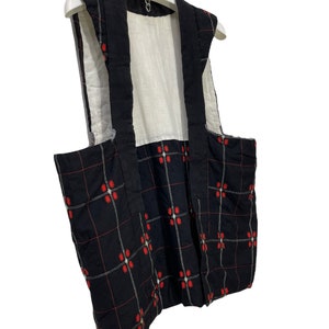 Hecho en Japón Vintage Hanten chaleco de lana chaqueta acolchado wadded Kasuri patrón hecho a mano kimono bata cálida chaqueta de invierno