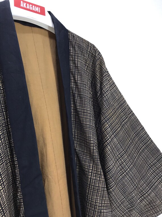 Made in Japan Vintage Hanten Kimono Check Plaid K… - image 4