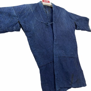 Rare Antique Edo-Meiji Kendo Jacket Indigo Blue Thin Cotton Beauty Faded Japanese Boro Fully Sashiko Handstitching