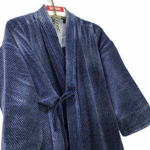 Made in Japan Vintage Kendo Noragi Jacket Indigo Blue Woven Cotton Beauty Faded Japanese Boro Ninja Samurai Style Kimono Jacket