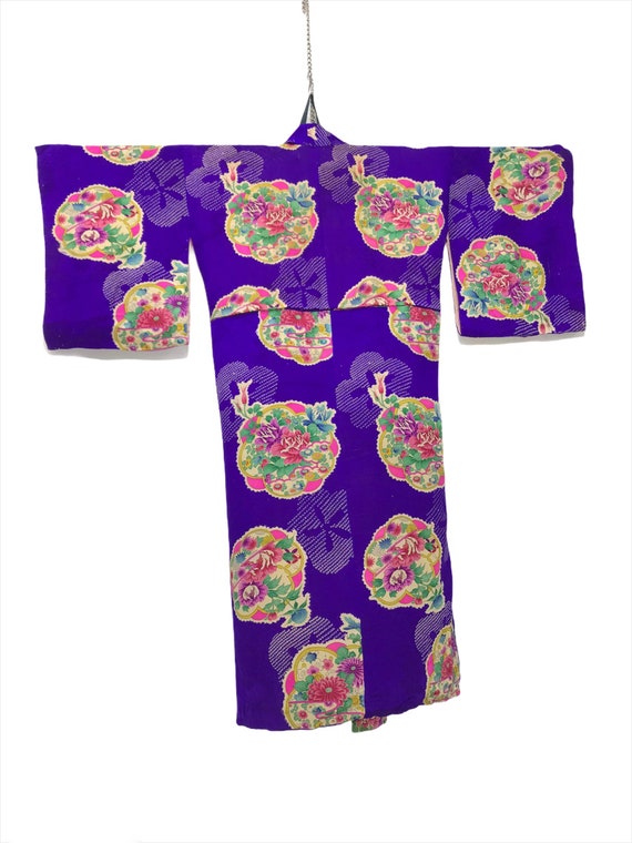 Made in Japan Vintage Kimono Thin Silk Florals Ki… - image 8