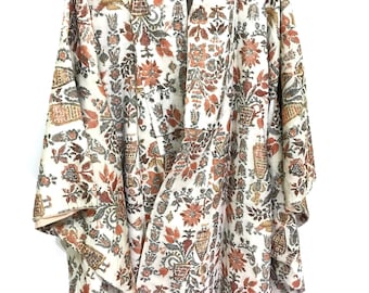 Vintage Kimono Tapestry Brocade All Over Florals Japanese Patterns Asian Florals Handmade Sashiko Stitching