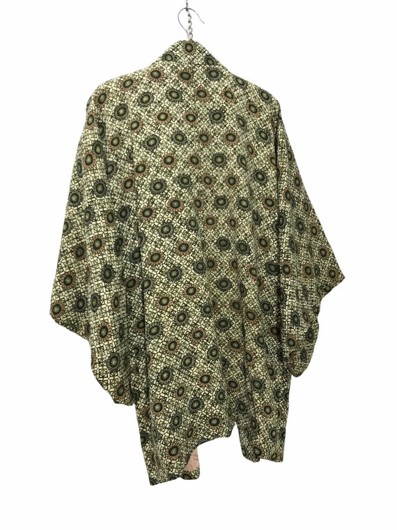 日本製 ヴィンテージ 羽織 シルク 日本の花柄 ドローストリング 着物  