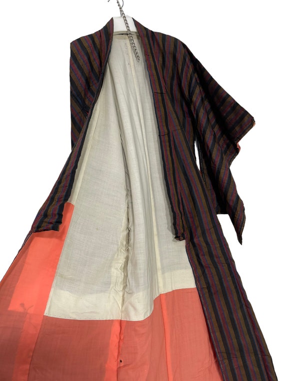 Vintage Showa Kimono Silk Meisen Striped Pattern … - image 4