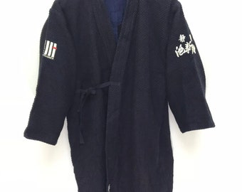 Vintage Black Kendo Jacket Woven Cotton Ninja Style Kimono Light Jacket