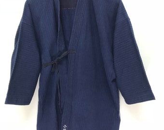 Kendo Jacket Vintage Blue Indigo Dyed Woven Cotton Drawstrings Japanese Tradional Martial Art Jacket