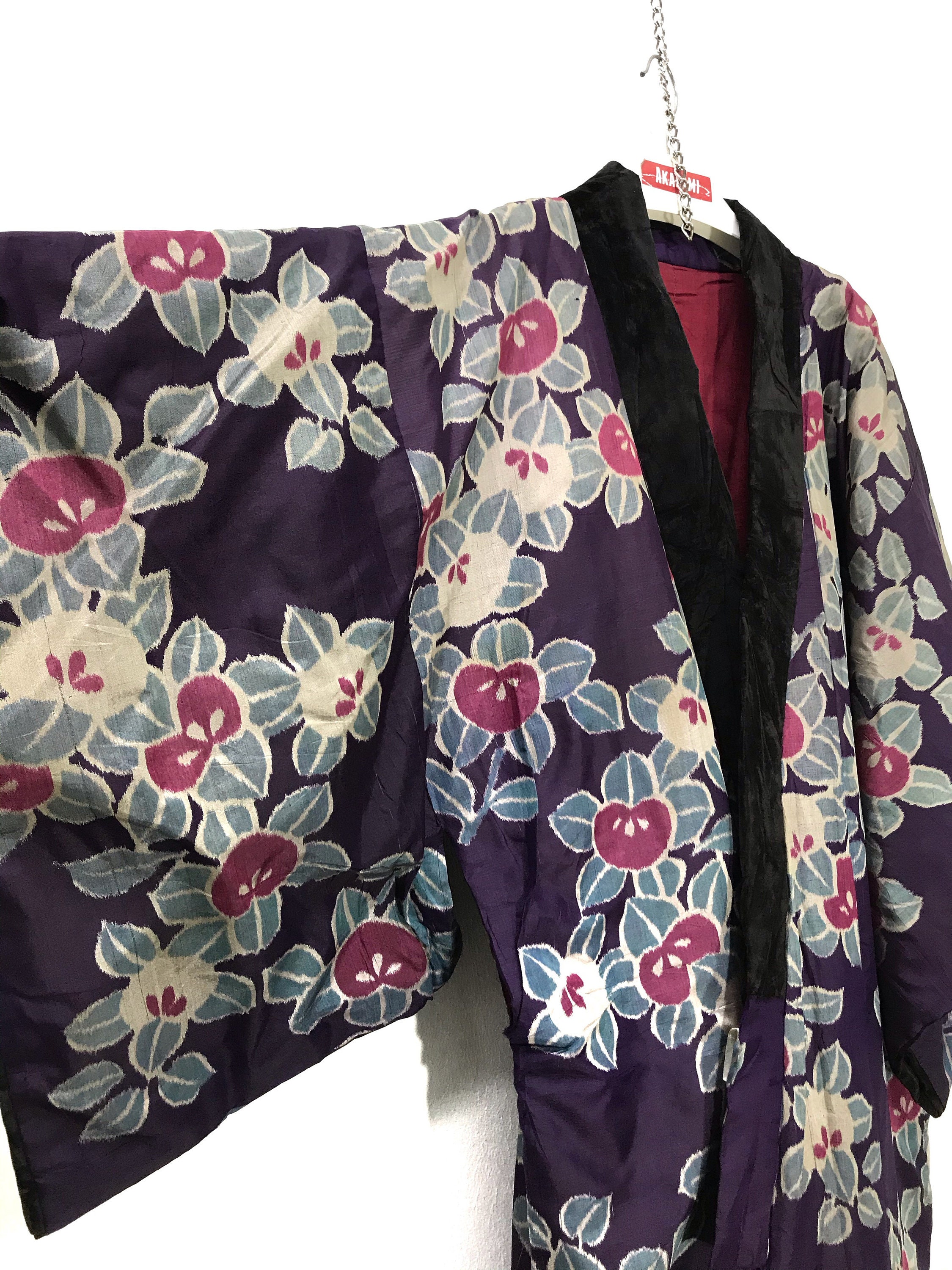 Made in Japan Vintage Hanten Purple Silk Kimono Jacket Padding - Etsy