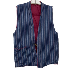 Hanten Down Vest Feathers Striped Kimono Robe Warm Winter Jacket