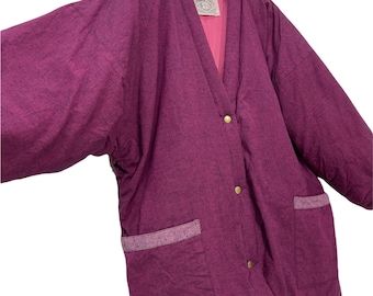 Made in Japan Modern Hanten Jacket Padding Wadded Plain Pattern Snap Button Kimono Robe Warm Winter Jacket