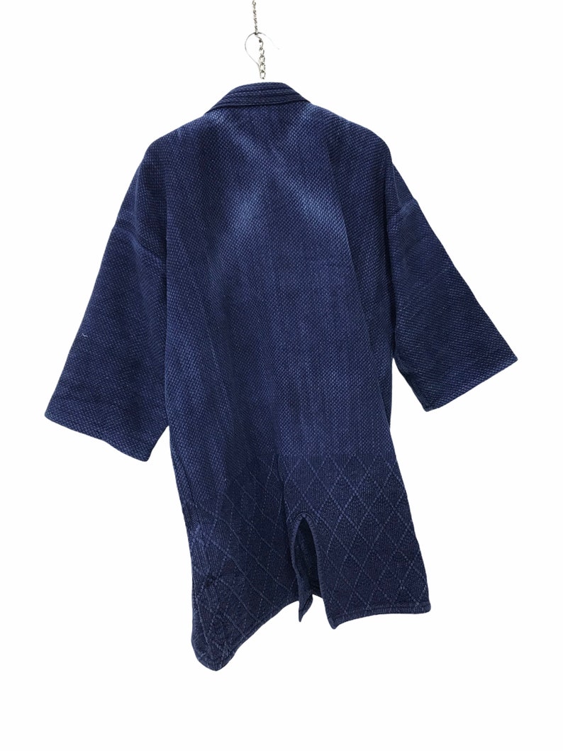 Made in Japan Vintage Kendo Noragi Jacket Indigo Blue Woven Cotton Beauty Faded Japanese Boro Ninja Samurai Style Kimono Jacket image 7