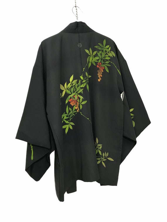Made in Japan Vintage Haori Faded Black Silk Japa… - image 1
