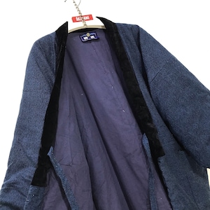 Made in Japan Vintage Hanten Noragi Jacket Padding Wadded Woolen Plain Patterns Drawstring Kimono Robe Warm Winter Jacket