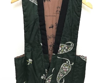 Hanten Colete acolchoado Paisley quimono feito à mão