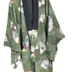 Rare Vintage JubanKimono Long Japanese Patterns Handmade Sashiko Stitching