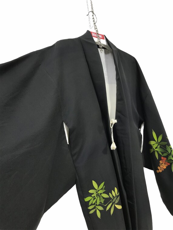 Made in Japan Vintage Haori Faded Black Silk Japa… - image 8