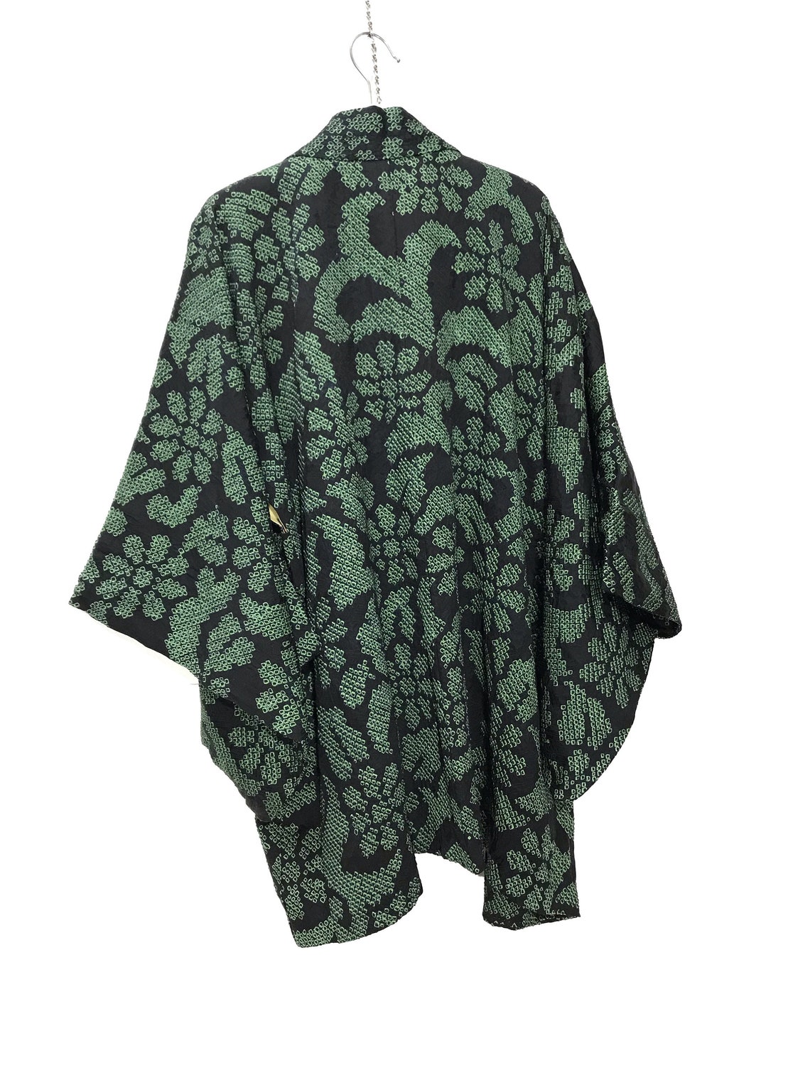 Made in Japan Vintage Haori Silk Shibori Tie Dye Florals Green | Etsy