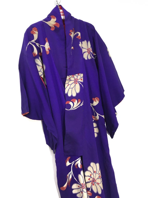 Made in Japan Vintage Kimono Purple Silk Crepe Jac