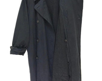Archive 90s Comme Des Garcons Homme Trench Coat Black Cotton Wool 