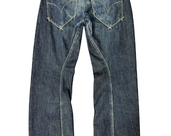 New Rare Levi's Engineered Twisted Leg Cinch Back Blue Denim Jeans
