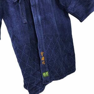 Made in Japan Vintage Kendo Noragi Jacket Indigo Blue Woven Cotton Beauty Faded Japanese Boro Ninja Samurai Style Kimono Jacket image 4