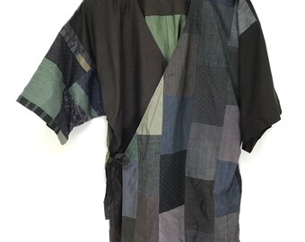 Made in Japan Haori Light Jacket Cotton Patchwork Multi Colour Handmade Drawstrings