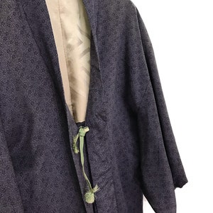Made in Japan Vintage Haori Silk Jacket Sakura Floral Drawstring Kimono Robe Light Jacket Sashiko Stitch Handmade
