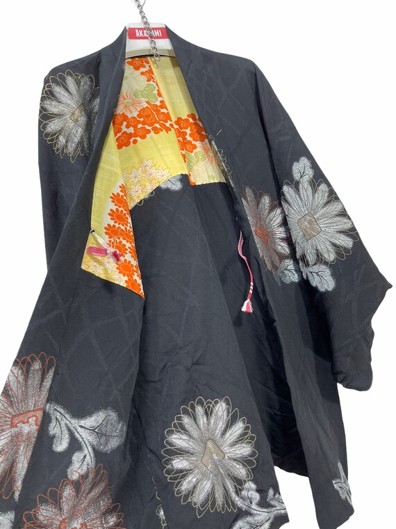 Made in Japan Vintage Haori Silk Kimono Black Tapestry