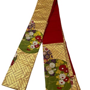 Cintura Kimono Obi realizzata in Giappone, ricamo floreale in filo dorato, motivo floreale broccato giapponese