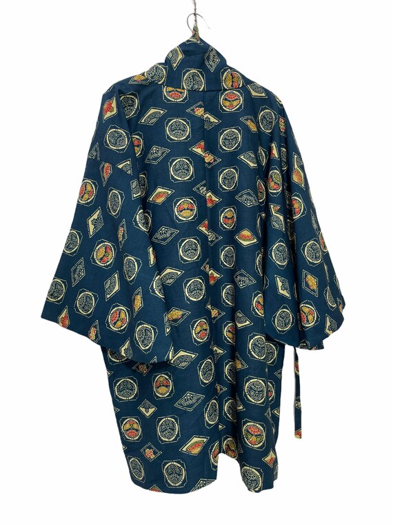 Kimono Vintage Femme En Laine - Taille M - Fait Main Japon - Très Bon état Authentique