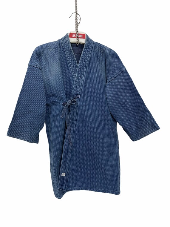 Made in Japan Vintage Kendo Jacket Indigo Blue Woven Cotton Beauty