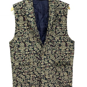 Made in Japan Japanese Traditional Hanten Vest Jacket Fullprinted Pop Art Floral Hanten Kasuri Padded Wadded