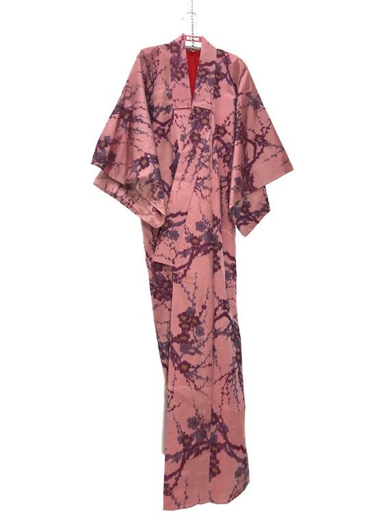 Made in Japan Vintage Kimono Pink Silk Jacket Flo… - image 3