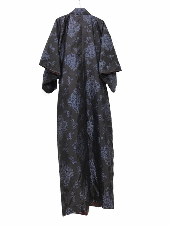 Made in Japan Vintage Kimono Charcoal Silk Meisen… - image 7