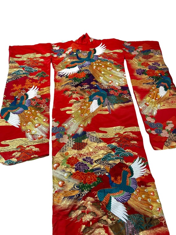 Made in Japan Uchikake Wedding Gown Kimono Silk T… - image 9