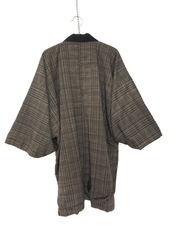 Made in Japan Vintage Hanten Kimono Check Plaid K… - image 5
