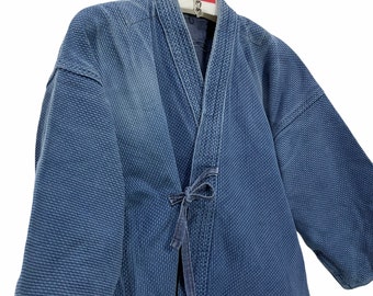 Made in Japan Vintage Kendo Jacket Indigo Blue Woven Cotton