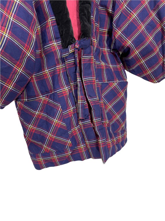 Hanten Jacket Padding Wadded Check Pattern Drawst… - image 4