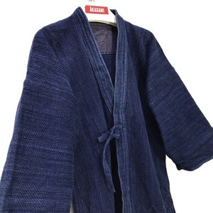 Made in Japan Vintage Kendo Jacket Indigo Blue Woven Cotton Beauty Faded Japanese Boro Ninja Style Kimono Robe Light Jacket