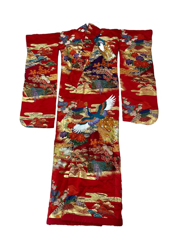 Made in Japan Uchikake Wedding Gown Kimono Silk T… - image 2