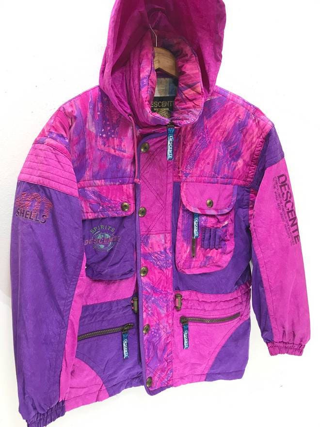 Descente Ski Winter Parka Jacket Multi Colour Spell Out Art | Etsy