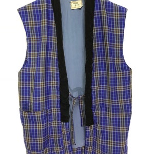 Made in Japan Japanese Traditional Hanten Vest Jacket Tartan Plaid Hanten Kasuri Padded Wadded
