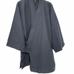 Giacca leggera a vestaglia kimono con coulisse grigia sottile Haori Kimono